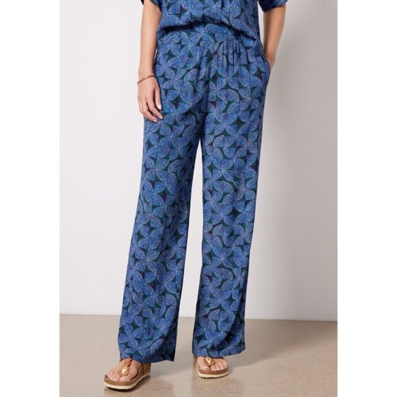 - Eververe Laurena Wide Legged Palazzo Geometric Hippie 80s 90s Trave Pant… - Picture 1 of 8
